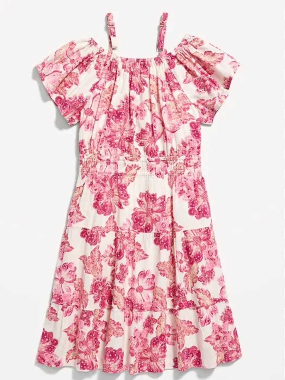 Old Navy Girls Pink Floral Off-Shoulder Sundress with Straps- size S 6/7
